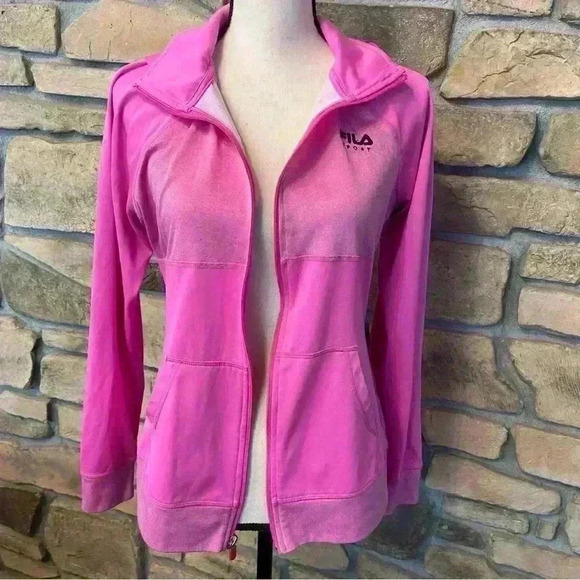 Fila Women’s Hoodie Zipper Pocket Sweat Jacket Pink small - medium - Picture 10 of 13